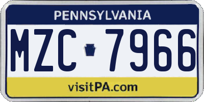 PA license plate MZC7966