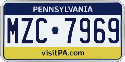 PA license plate MZC7969