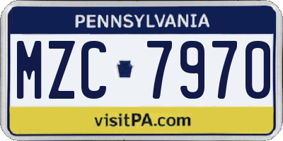 PA license plate MZC7970