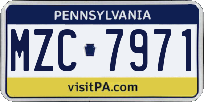 PA license plate MZC7971