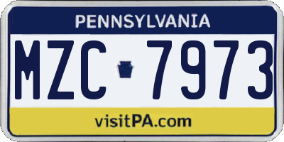 PA license plate MZC7973