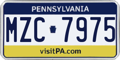 PA license plate MZC7975