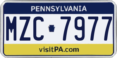 PA license plate MZC7977