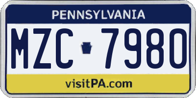 PA license plate MZC7980