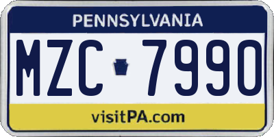 PA license plate MZC7990