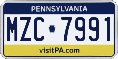 PA license plate MZC7991