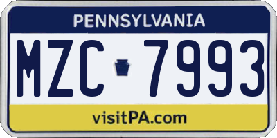 PA license plate MZC7993