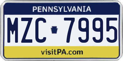 PA license plate MZC7995