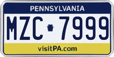 PA license plate MZC7999