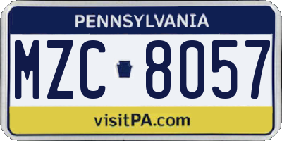PA license plate MZC8057