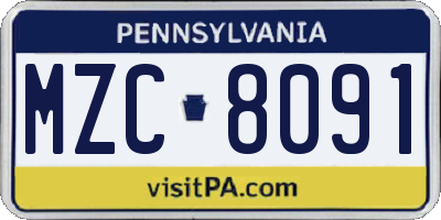 PA license plate MZC8091