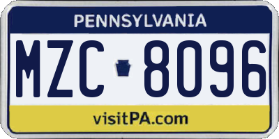 PA license plate MZC8096