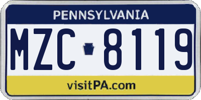 PA license plate MZC8119