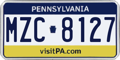 PA license plate MZC8127