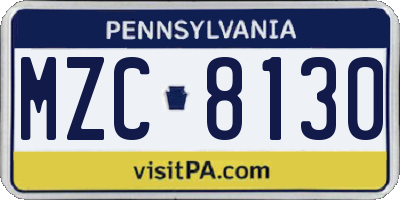 PA license plate MZC8130