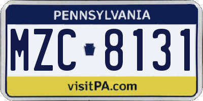 PA license plate MZC8131