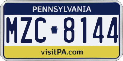 PA license plate MZC8144