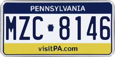 PA license plate MZC8146