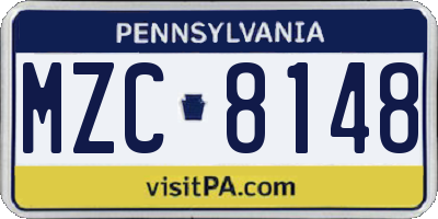 PA license plate MZC8148