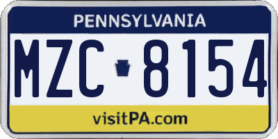 PA license plate MZC8154