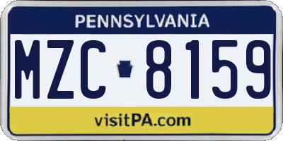 PA license plate MZC8159