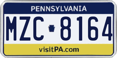 PA license plate MZC8164