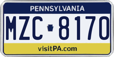 PA license plate MZC8170