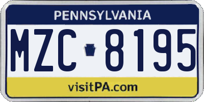 PA license plate MZC8195
