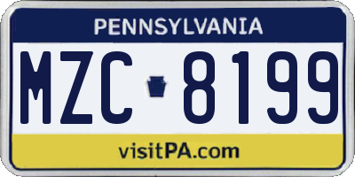 PA license plate MZC8199