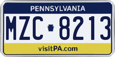 PA license plate MZC8213