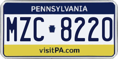 PA license plate MZC8220