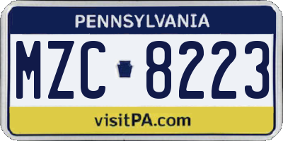 PA license plate MZC8223