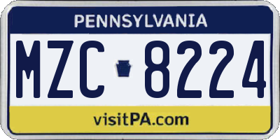 PA license plate MZC8224