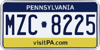 PA license plate MZC8225