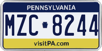 PA license plate MZC8244