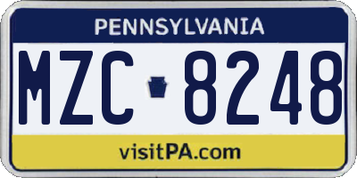 PA license plate MZC8248