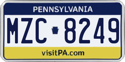 PA license plate MZC8249