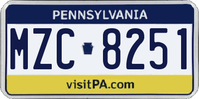 PA license plate MZC8251