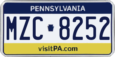 PA license plate MZC8252