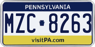 PA license plate MZC8263