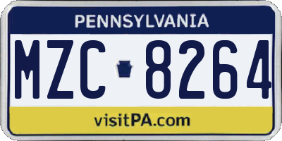 PA license plate MZC8264