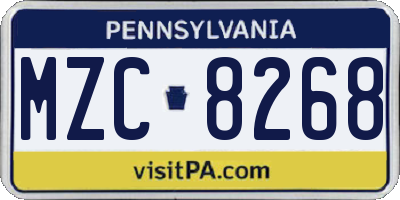 PA license plate MZC8268