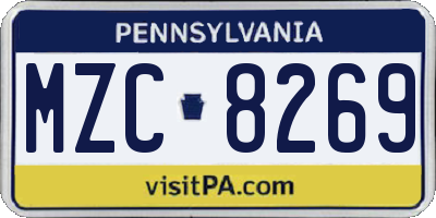 PA license plate MZC8269