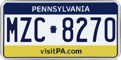 PA license plate MZC8270