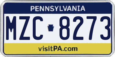 PA license plate MZC8273
