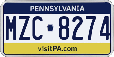 PA license plate MZC8274