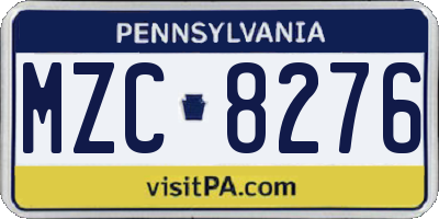 PA license plate MZC8276
