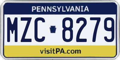 PA license plate MZC8279