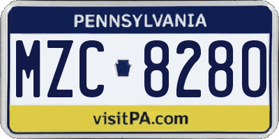 PA license plate MZC8280