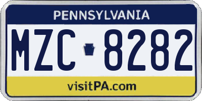 PA license plate MZC8282